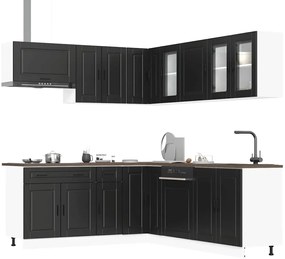 vidaXL 11 peças armário de cozinha conjunto Porto preto