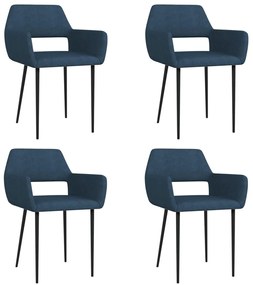 vidaXL Cadeiras de jantar 4 pcs tecido azul