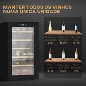 HOMCOM Cave de Vinho para 24 Garrafas Cave de Vinho 65L com Luz LED In