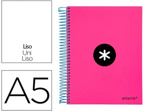 Caderno Espiral Din A5 Micro Antartik Capa Forrada 120 F 100 gr Liso com Bandas de Cores 6 Furos Cor Rosa Flu