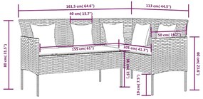 5 pcs conjunto sofás formato L c/ almofadões vime PE preto
