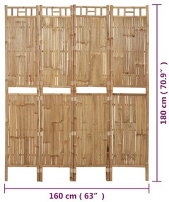 Biombo/divisória com 4 painéis 160x180 cm bambu