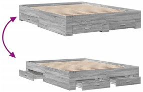 Estrutura de cama c/ gavetas derivados madeira cinza sonoma