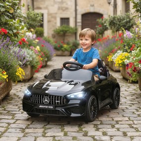 Carro elétrico infantil Mercedes AMG CLE 53, 12 V, 2 motores, comando parental de 2,4 GHz, 99 x 55 x 43 cm, preto