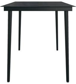7 pcs conjunto de jantar para jardim com almofadões preto