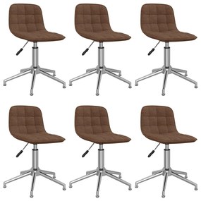 vidaXL Cadeiras de jantar giratórias 6 pcs tecido castanho