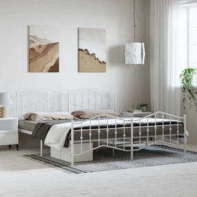 vidaXL Estrutura de cama com cabeceira e pés 193x203 cm metal branco