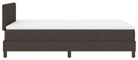 Cama Box Spring com Colchão &amp; LED Marrom Escuro 120x190 cm Tecido