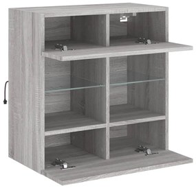 Móvel de parede p/ TV c/ luzes LED 58,5x30x60,5 cm cinza sonoma
