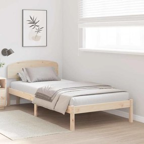 Estrado de Cama com Cabeceira 90x200 cm Madeira de Pinho Sólido