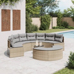vidaXL 3 pcs conjunto de sofás de jardim semicircular vime PE bege