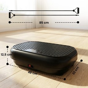 Plataforma Vibratória de Fitness, 48 x 32 x 12,5 cm, 120 Velocidades, Preta