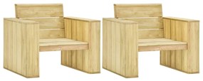 vidaXL Cadeiras de jardim 2 pcs 89x76x76cm madeira de pinho impregnada