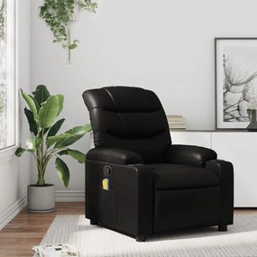 vidaXL Poltrona de massagens reclinável couro artificial preto