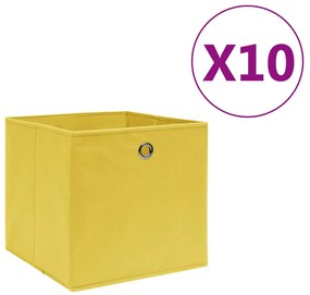Caixas arrumação 10 pcs 28x28x28 cm tecido-não-tecido amarelo