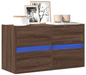 Móvel de parede p/ TV c/ luzes LED 80x31x45cm carvalho castanho