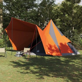 Tenda Familiar Tipi Cinza e Laranja Impermeável para 12 Pessoas