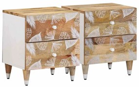 Mesas de cabeceira 2 pcs 40x33,5x46 cm madeira mangueira maciça