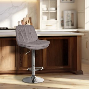 Banco de bar em tecido com estrutura prateada 92-113 x 46 x 54 cm cinzento