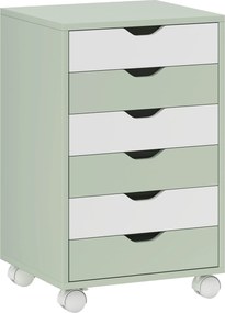HOMCOM Bloco de Gavetas Móvel Arquivador com 6 Gavetas Suporte para Impressora com Rodas 40x35x63 cm Verde e Branco | Aosom Portugal