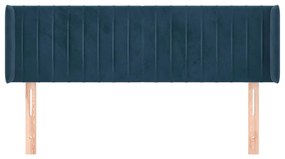 Cabeceira de cama c/ abas tecido 147x16x78/88cm azul-escuro