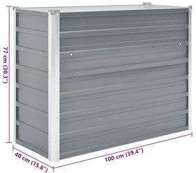 Canteiro elevado de jardim aço galvanizado 100x40x77cm cinzento