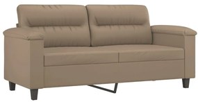 Sofá 2 lugares + almofadas 140 cm couro artificial cappuccino