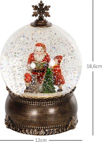Bola de Neve com Música e Luzes Globo de Neve com Cena de Pai Natal e Criança Decoração de Natal Bronze