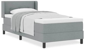 Cama Box e Colchão Cinza Claro, 100 x 200 cm, Tecido