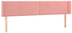 Cabeceira de cama c/ luzes LED veludo 183x16x78/88 cm rosa