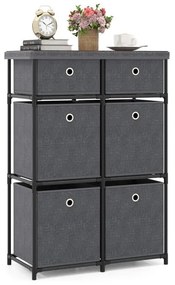 Cômoda com 6/9 gavetas, estrutura de metal, organizadora de armazenamento, cinza, tamanho G