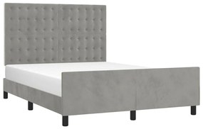 Estrutura de cama sem colchão 140x190 cm veludo cinzento-claro