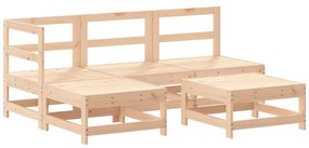 5 pcs conjunto lounge jardim com almofadões madeira maciça
