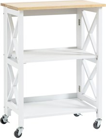 HOMCOM Carrinho de Cozinha Dobrável Carrinho de Serviço com Rodas e Prateleiras de 2 Níveis 60x40x84cm Branco | Aosom Portugal