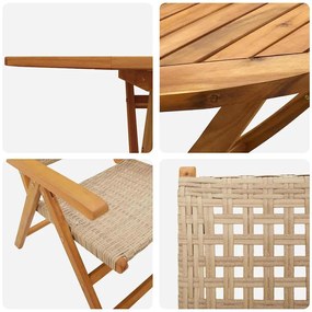 Mesa de Jardim Dobrável Manual 5 pcs Bege