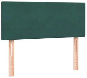 Cama boxspring com colchão 120x210 cm veludo verde-escuro