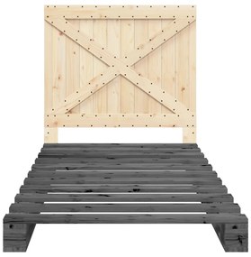 Estrutura de cama com cabeceira 100x200cm pinho maciço cinza