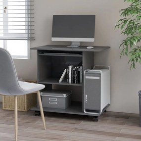 vidaXL Secretária computador 80x50x75cm contraplacado cinza brilhante
