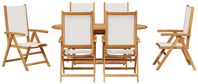 Conjunto de Jantar de Jardim Manual 7 pcs Branco creme