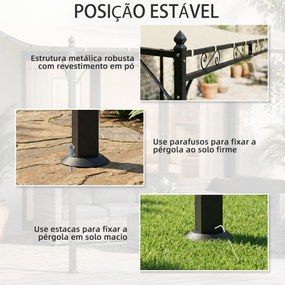 Pérgola de Parede 2,5x3,5 m com Teto Inclinado Orifícios de Drenagem e Estrutura Metálica Creme