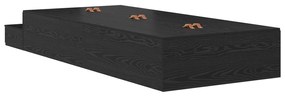 Cama de Armazenamento Preto Carvalho 90x190 cm