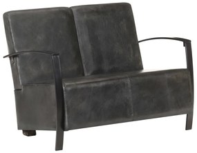 321866 vidaXL Sofá de 2 lugares couro genuíno cinzento envelhecido