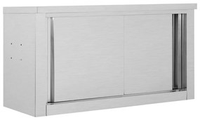51052 vidaXL Móvel parede p/ cozinha portas correr 90x40x50cm aço inoxidável