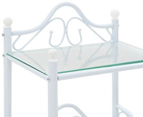 Mesa de cabeceira aço e vidro temperado 45x30,5x60cm branco