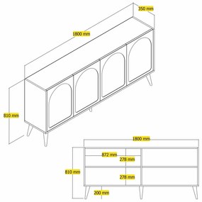 Console Lyon – Cream Walnut – 180 cm x 81 cm x 35 cm