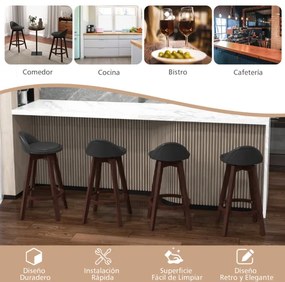 Conjunto de 2 bancos de bar giratórios, cadeira de bar de alta altura com encosto baixo, pernas de madeira para cozinha, pub, café, 42 x 45 x 87 cm, P