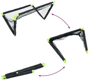 Baliza de futebol infantil dobrável 90x64x64 cm preto
