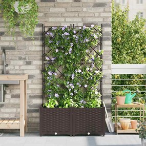 vidaXL Plantadeira de Jardim com Treliça 2 pcs Castanho 80x40x143 cm