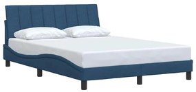 Estrutura de cama sem colchão 140x190 cm tecido azul