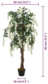 Glicínia artificial 560 folhas 80 cm verde e branco